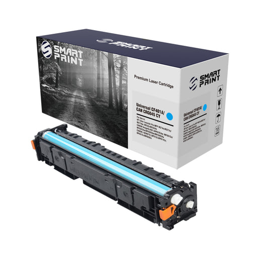 Toner Smart Print Compatible CF401A / CRG-045 Cyan – Jusqu’à 1 400 Pages | HP Color LaserJet Pro M252 / M277 & Canon i-SENSYS LBP611 / MF633